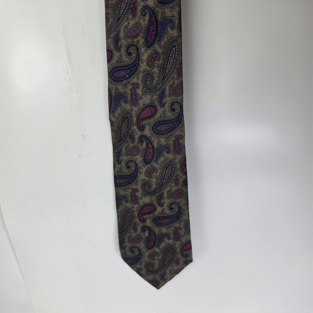 Vintage LANVIN Paris Silk Tie Paisley Brown Blue Red Made In Italy Luxury Men